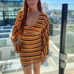 12th tribe cut out mini dress long sleeve